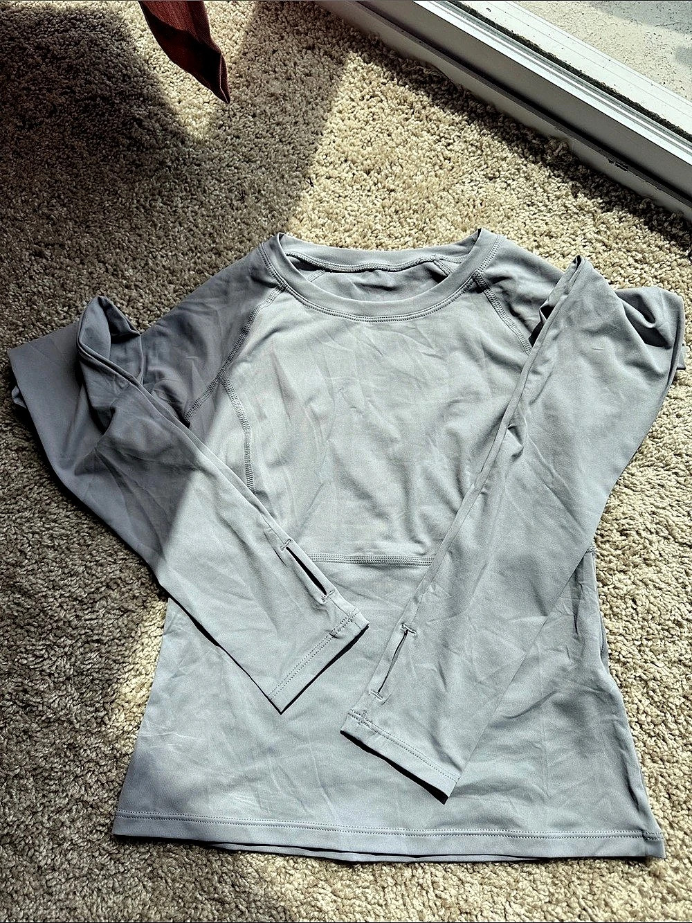 Halara Gray Long Sleeve Thumb Hole Workout Top NWOT